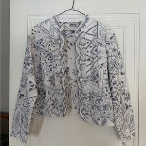 Chico's Intricate Blue and White Jacket